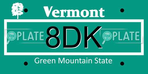 8DK Vermont License Plate