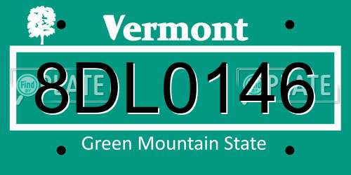 8DL0146 Vermont License Plate