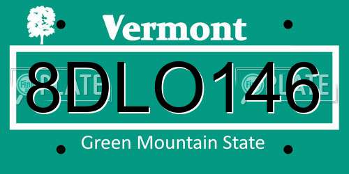 8DLO146 Vermont License Plate