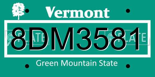 8DM3581 Vermont License Plate