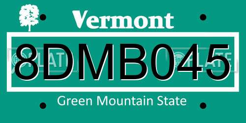 8DMB045 Vermont License Plate
