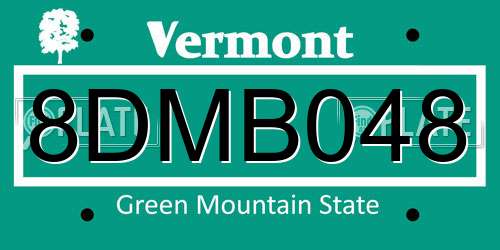 8DMB048 Vermont License Plate