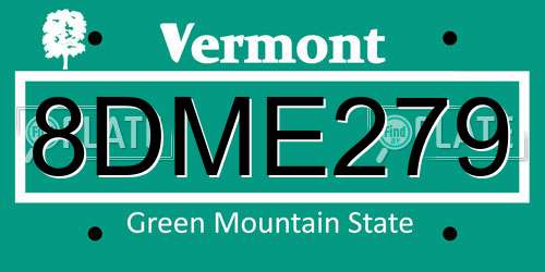 8DME279 Vermont License Plate