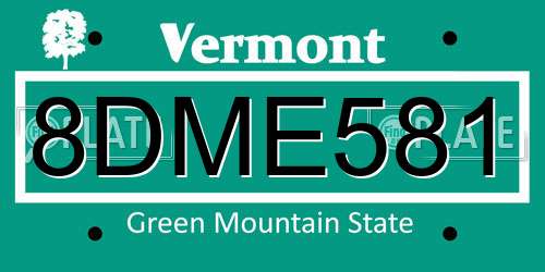 8DME581 Vermont License Plate