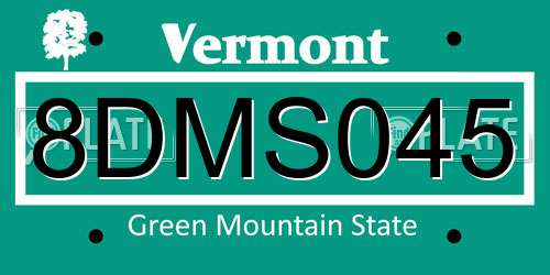 8DMS045 Vermont License Plate