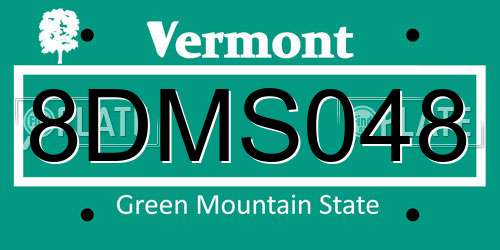 8DMS048 Vermont License Plate