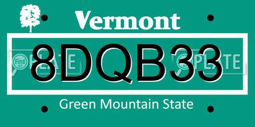 8DQB33 Vermont License Plate