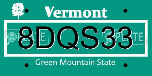 8DQS33 Vermont License Plate