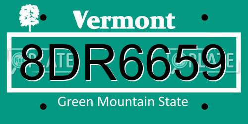 8DR6659 Vermont License Plate