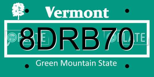 8DRB70 Vermont License Plate