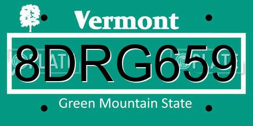 8DRG659 Vermont License Plate