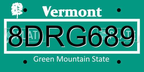 8DRG689 Vermont License Plate