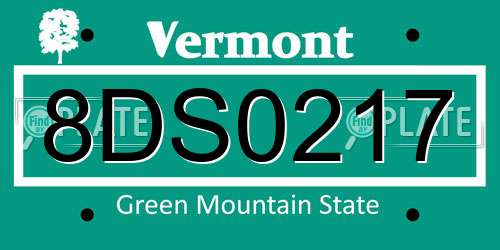 8DS0217 Vermont License Plate