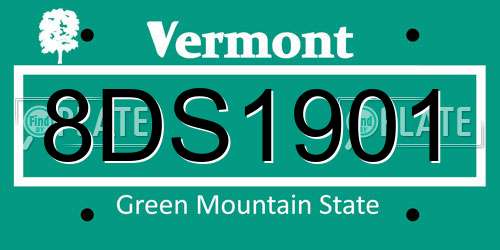 8DS1901 Vermont License Plate