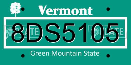 8DS5105 Vermont License Plate