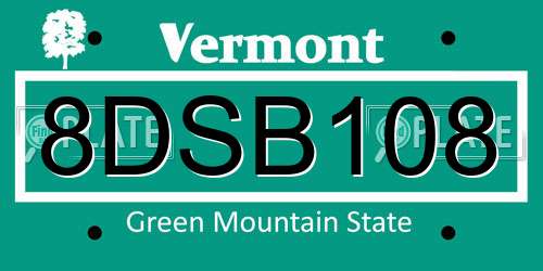 8DSB108 Vermont License Plate