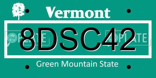 8DSC42 Vermont License Plate