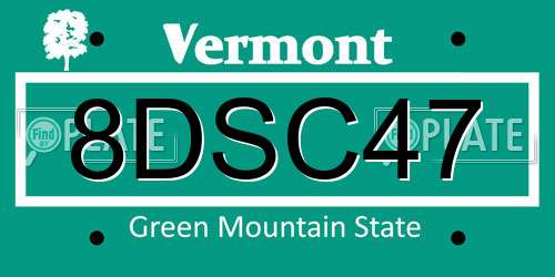 8DSC47 Vermont License Plate