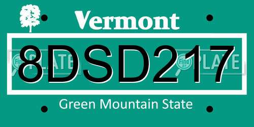 8DSD217 Vermont License Plate