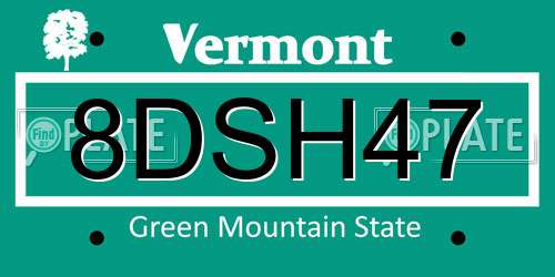 8DSH47 Vermont License Plate