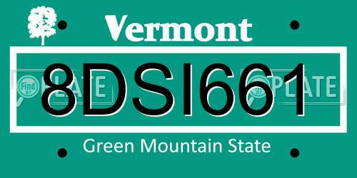 8DSI661 Vermont License Plate