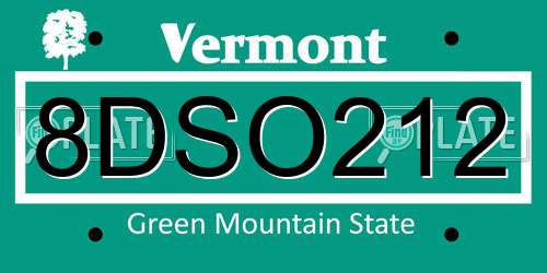8DSO212 Vermont License Plate