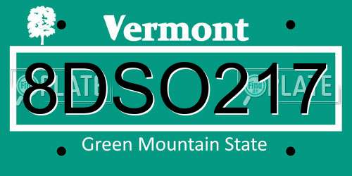 8DSO217 Vermont License Plate