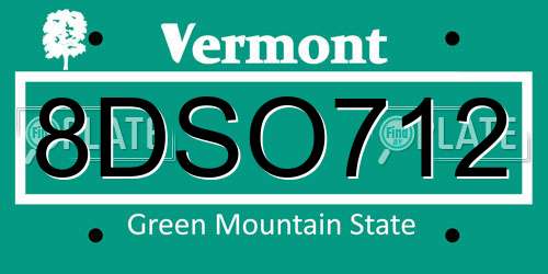 8DSO712 Vermont License Plate
