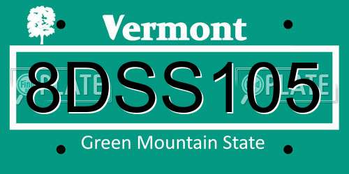 8DSS105 Vermont License Plate