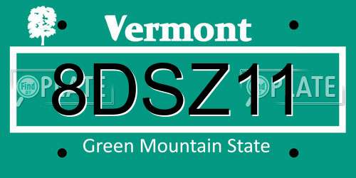 8DSZ11 Vermont License Plate