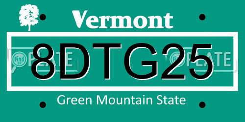 8DTG25 Vermont License Plate