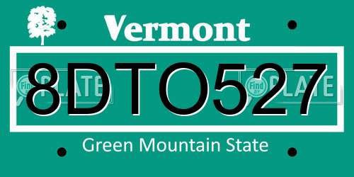 8DTO527 Vermont License Plate