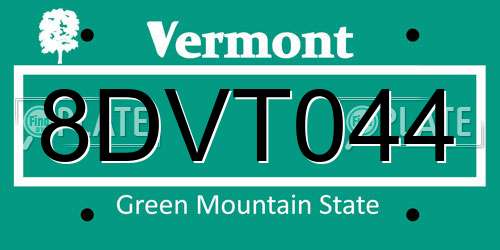 8DVT044 Vermont License Plate