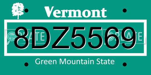 8DZ5569 Vermont License Plate