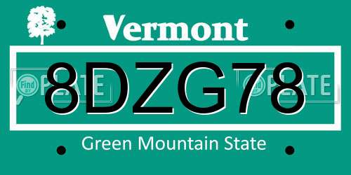 8DZG78 Vermont License Plate
