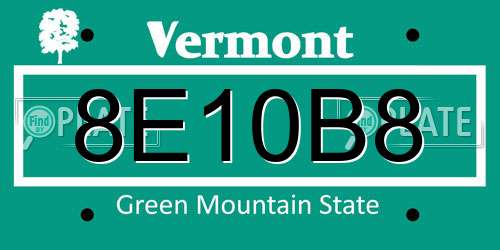 8E10B8 Vermont License Plate