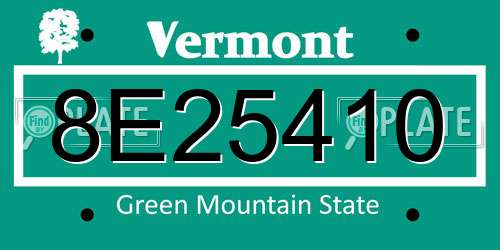 8E25410 Vermont License Plate