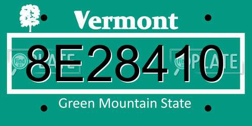 8E28410 Vermont License Plate