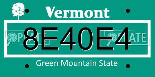 8E40E4 Vermont License Plate