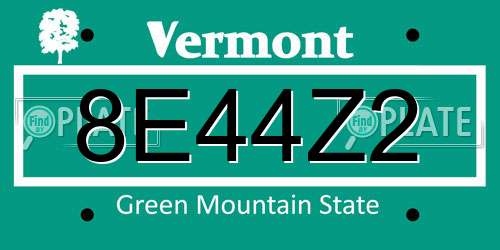 8E44Z2 Vermont License Plate