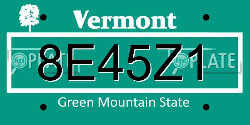 8E45Z1 Vermont License Plate