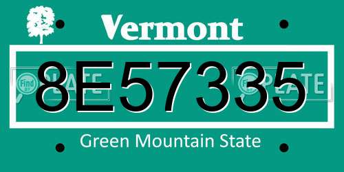 8E57335 Vermont License Plate