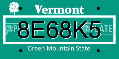 8E68K5 Vermont License Plate