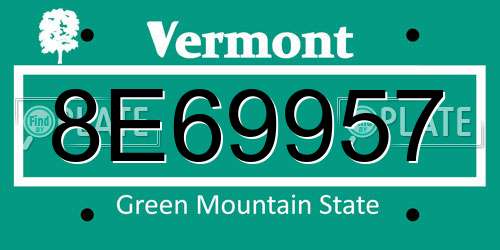 8E69957 Vermont License Plate