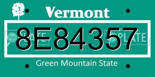 8E84357 Vermont License Plate