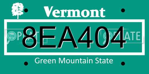 8EA404 Vermont License Plate