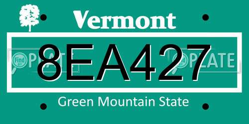 8EA427 Vermont License Plate