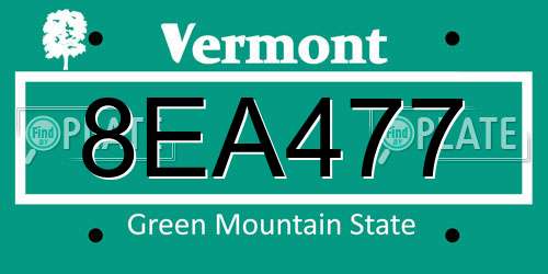 8EA477 Vermont License Plate