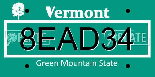 8EAD34 Vermont License Plate