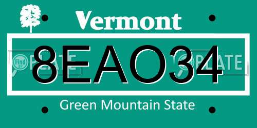 8EAO34 Vermont License Plate